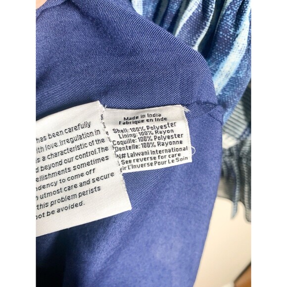 Hemant & Nandita Susan Indigo Mini Dress S Tie Dye Style Long Sleeve Blue Boho - Picture 5 of 7